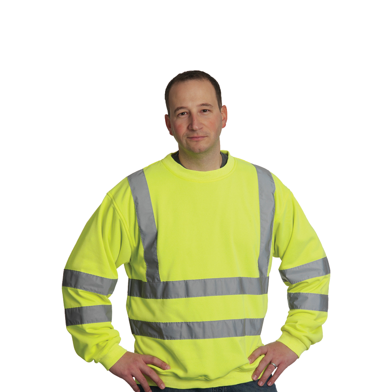 323-CNSSELY-M PIP. ANSI Type R Class 3 Crew Neck Sweatshirt. Hi-Vis Yellow. Medium. 1EA