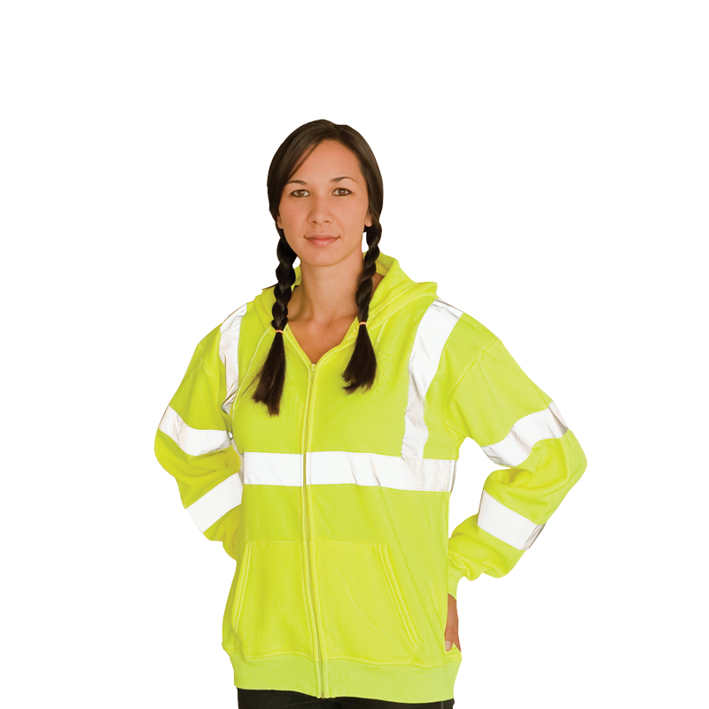 323-HSSELY-M PIP. ANSI Type R Class 3 Hooded Sweatshirt. Hi-Vis Yellow. Medium. 1EA.