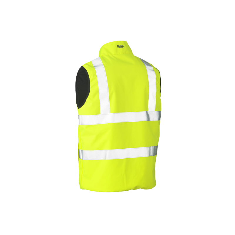 332M0330H-YEL-M  Bisley. ANSI Type R Class 2 Reversible Puffer Vest. Hi-Vis Yellow. Medium.  1EA.