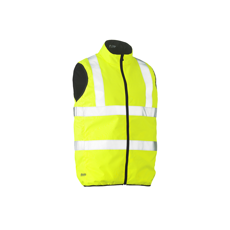 332M0330H-YEL-M  Bisley. ANSI Type R Class 2 Reversible Puffer Vest. Hi-Vis Yellow. Medium.  1EA.