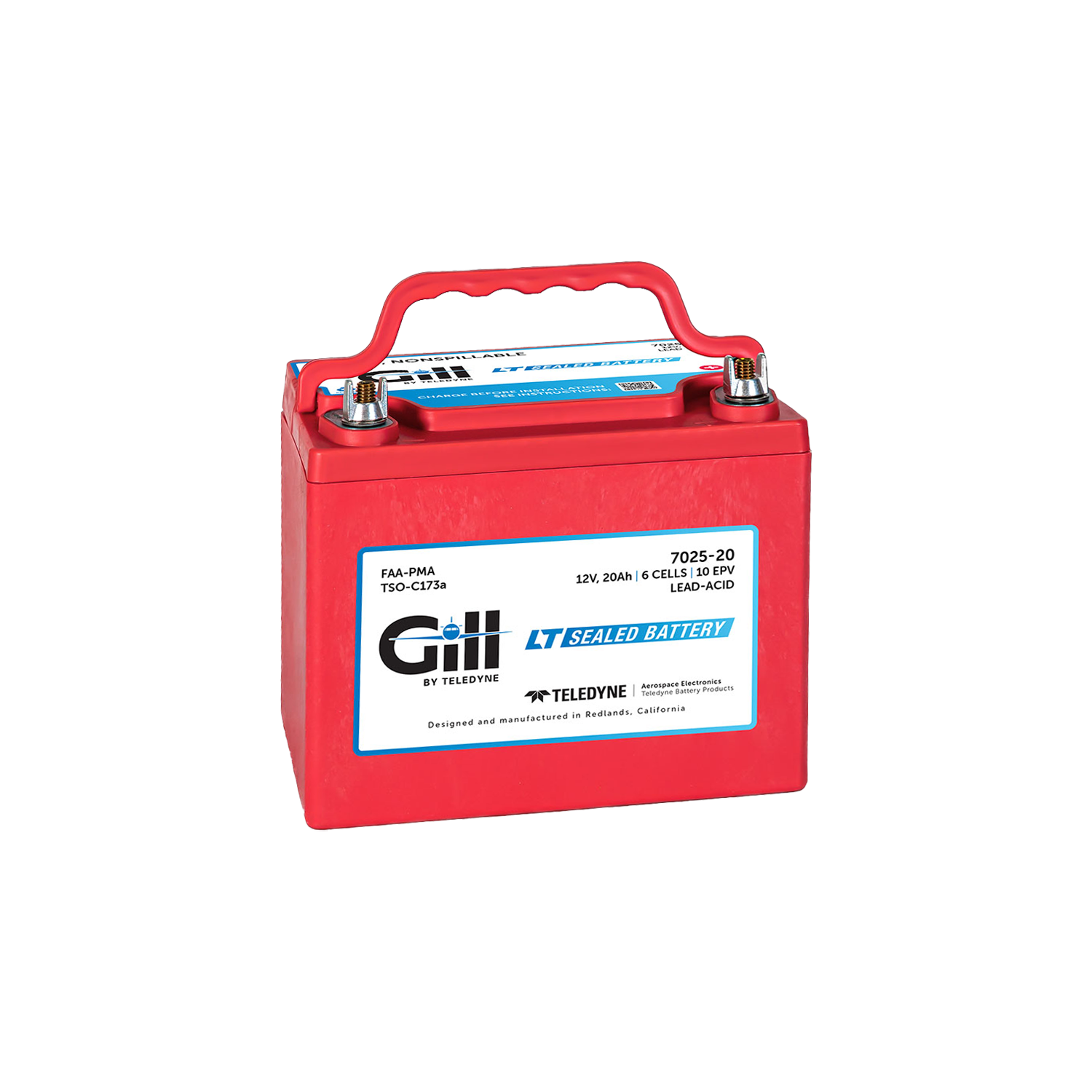 Gill  7025-20 - Sealed Aircraft Battery, VRLA, 12V, 20Ah