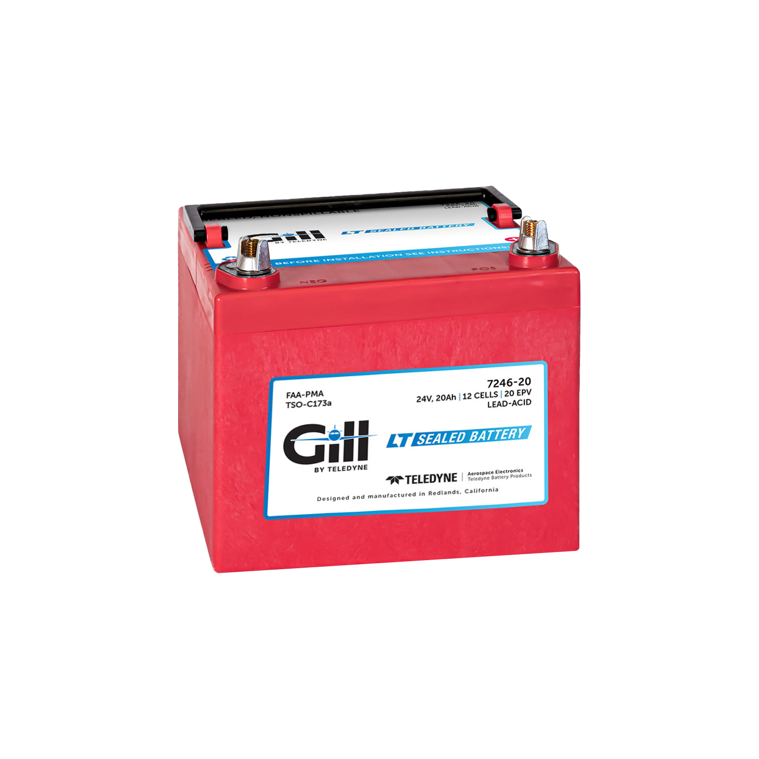 Gill 7246-20 - Sealed Aircraft Battery, VRLA, LT Technology, 24V - 20Ah