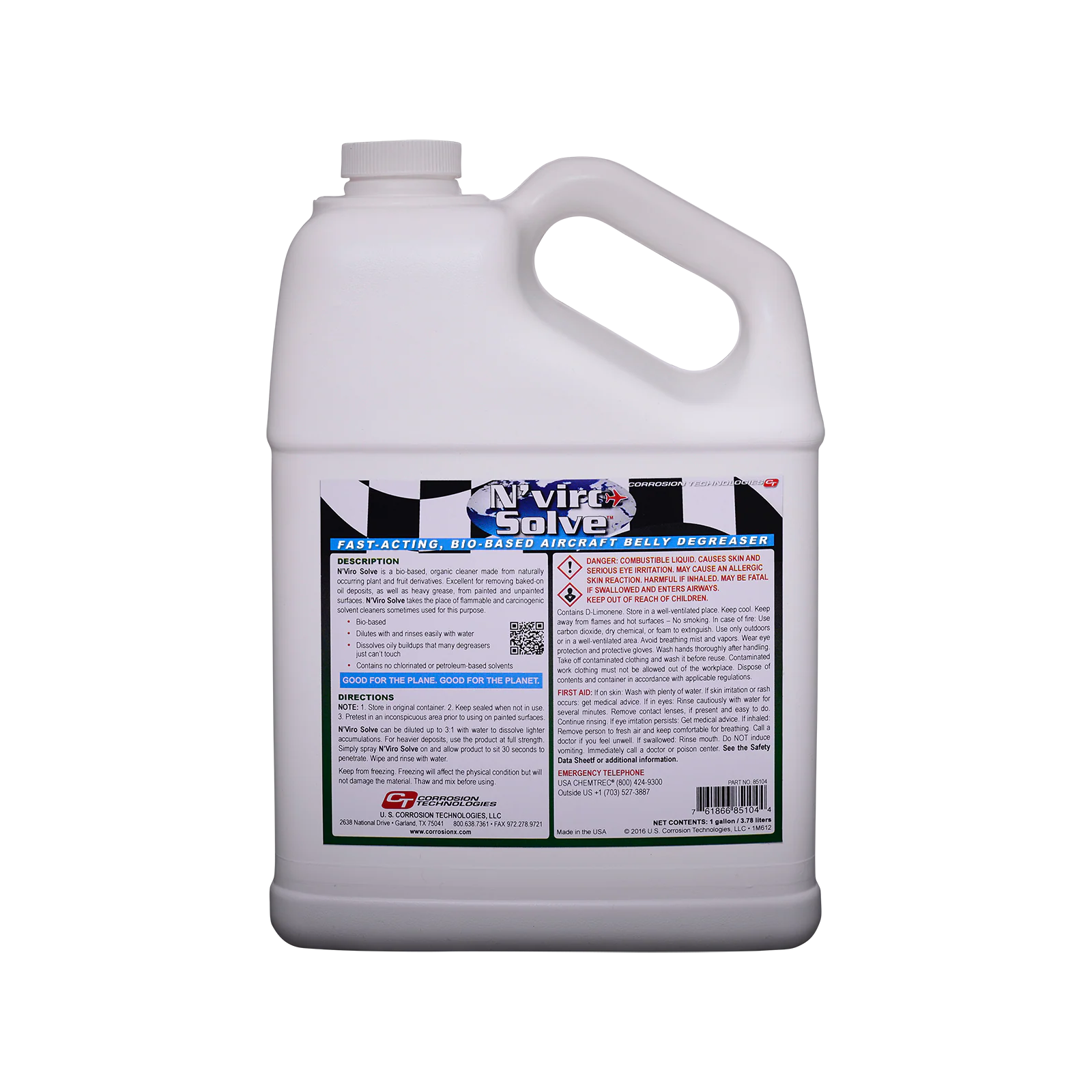 Corrosion Technologies- N'Viro Solve Fast-Acting, Bio-Based Aircraft Belly Cleaner/Degreaser