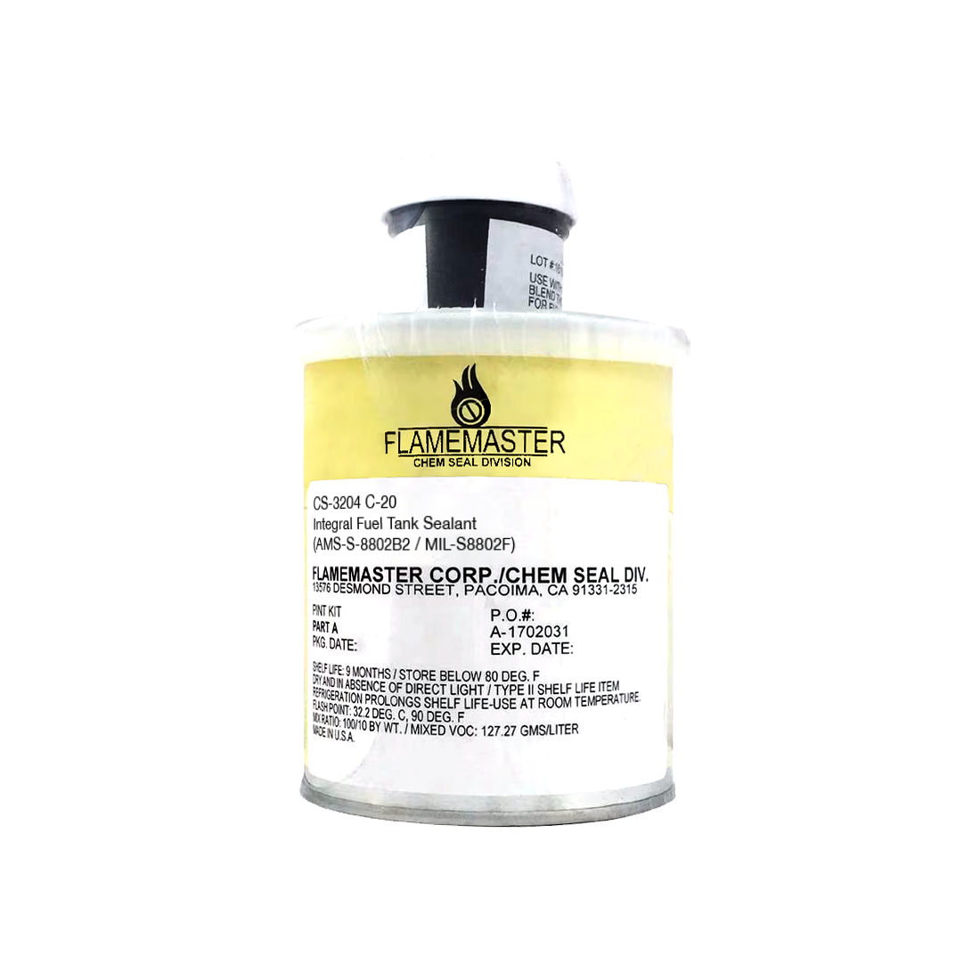 Flamemaster CS-3204 C-20 Integral Fuel Tank Sealant Black (AMS-S-8802B2 ...