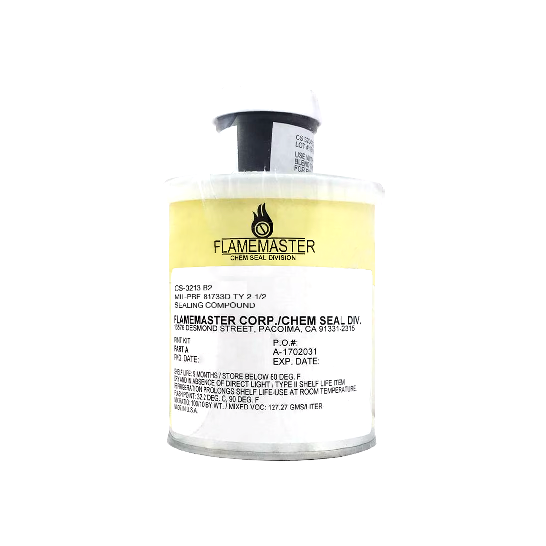 Flamemaster CS-3213 B2  MIL-PRF-81733D Type II, CL 1, GR A Spec Corrosion Inhibitive Fuel Resistant Sealant - Pint