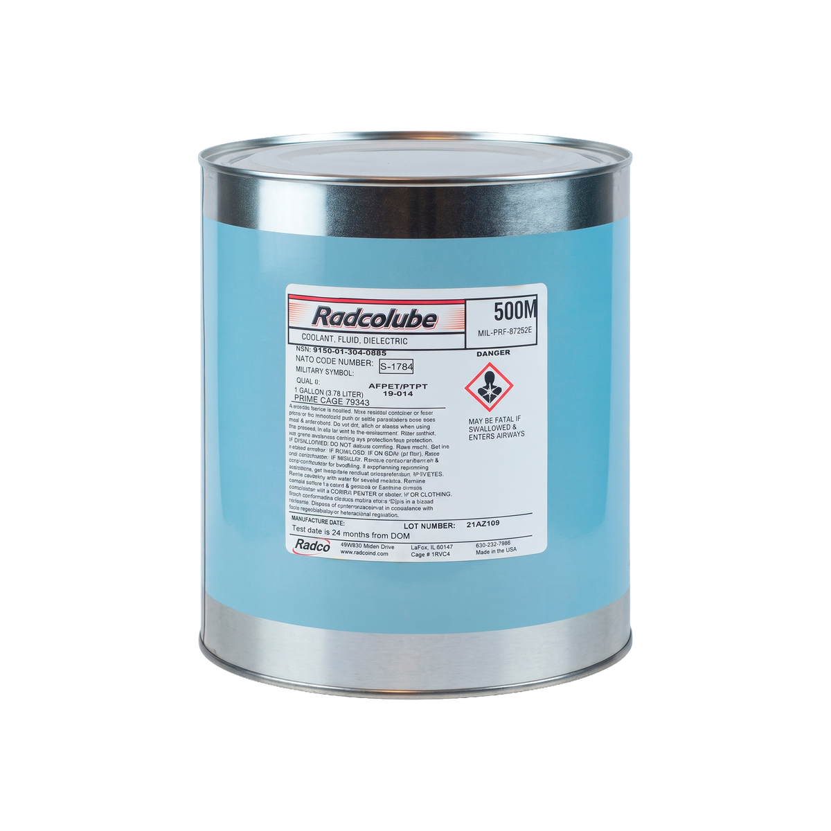 Radcolube 500M Dielectric Coolant Fluid | MIL-PRF-87252G GRADE L / NATO O-153 | Synthetic Coolant