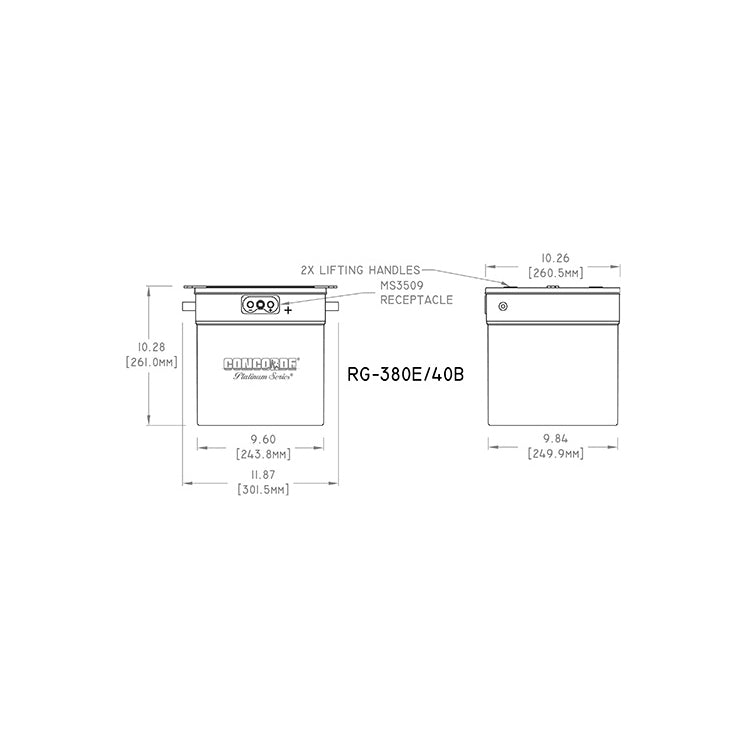 Concorde RG-380E-40B  24-Volt Turbine Starting Aircraft Battery
