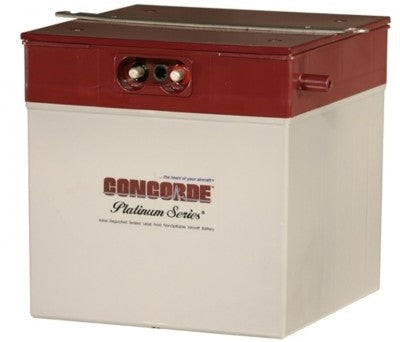 Concorde RG-380E/46 Turbine Aircraft Battery, 24 V Nominal 46 Ah Battery, Aluminum/Steel Case