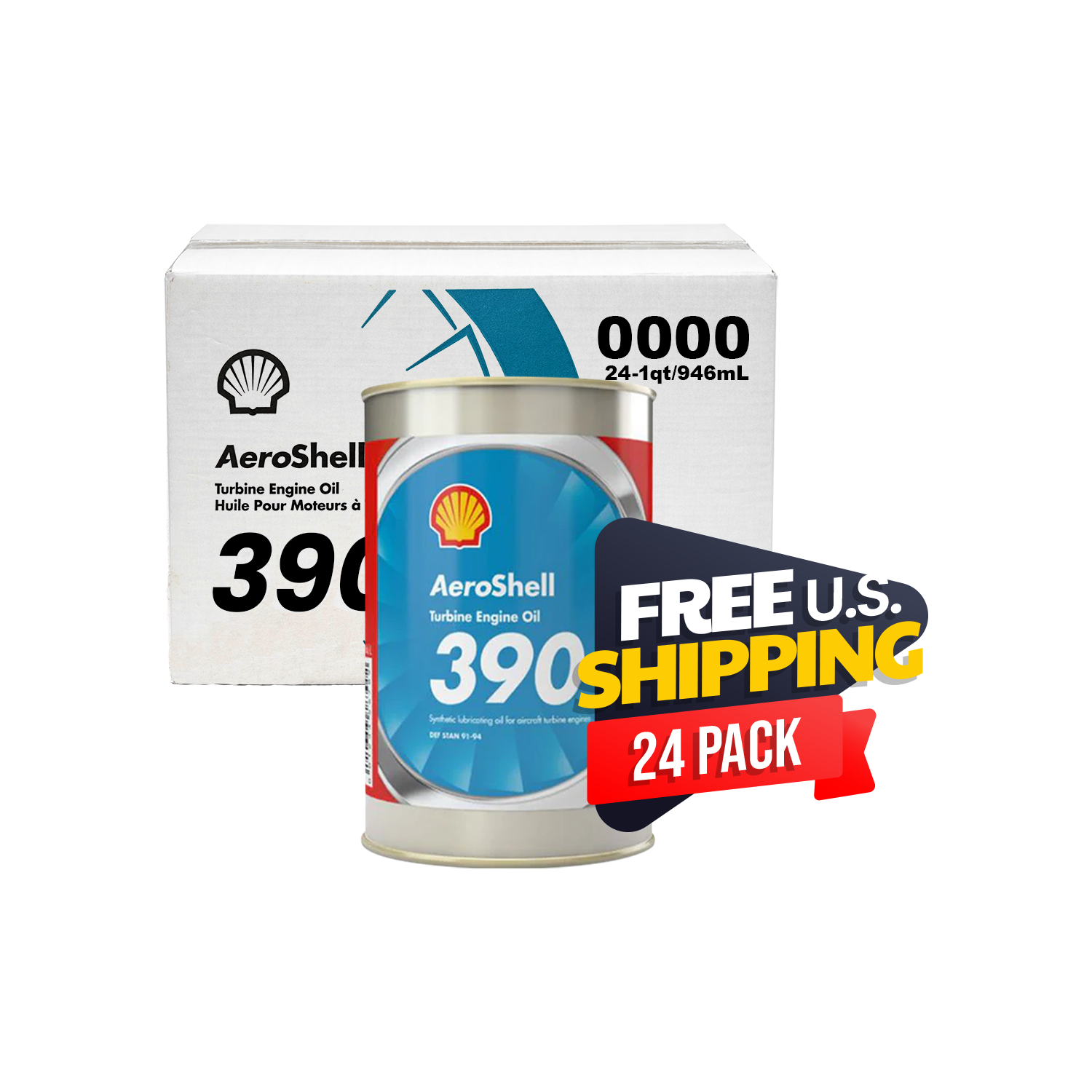 AeroShell Turbine Oil 390 synthetic APU oil quart can qualified to DEF STAN 91-94 for ETOPS cold soak starting