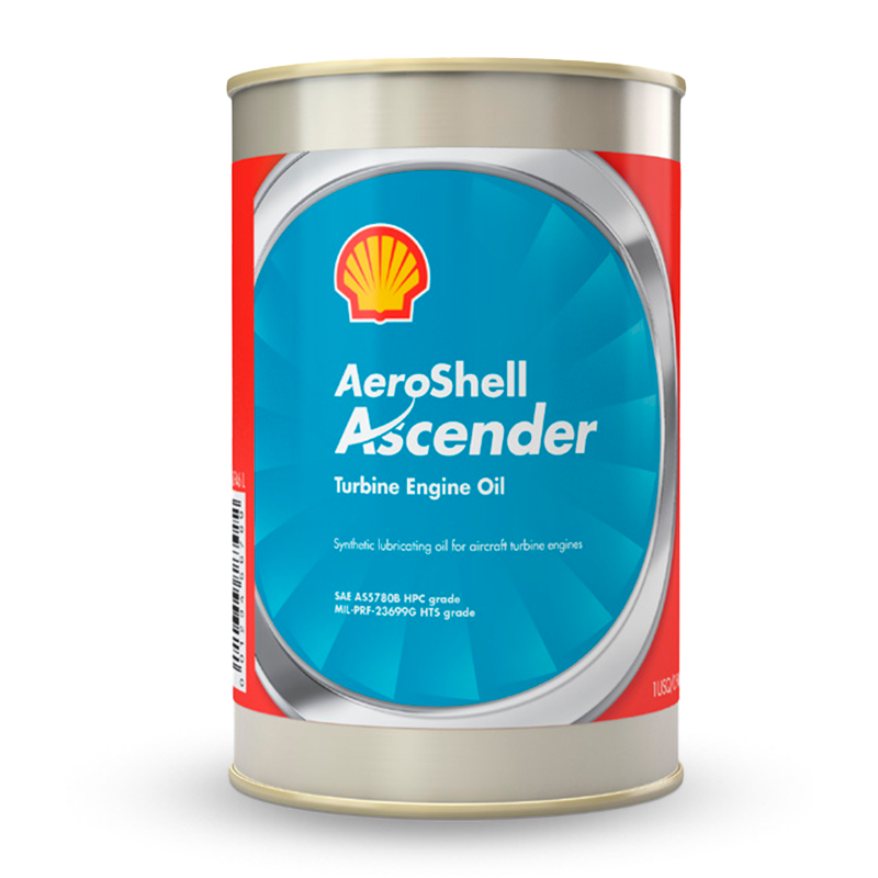 AeroShell Ascender turbine oil synthetic jet engine oil can qualified to MIL-PRF-23699 HTS and SAE AS5780 HPC