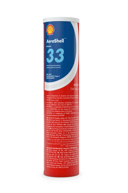 AeroShell Grease 33 BMS 3-33C universal synthetic airframe grease in tube, can, and pail