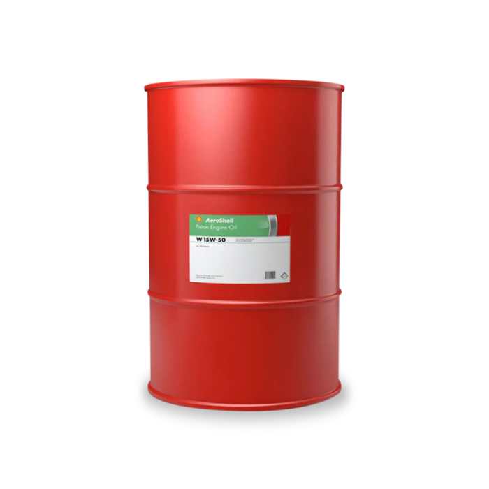 AeroShell W 15W-50 semi synthetic multigrade aviation piston engine oil quart and drum