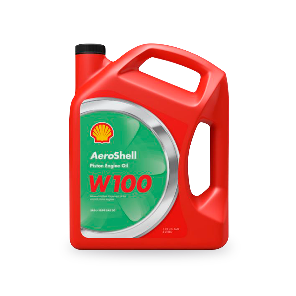 AeroShell W100 ashless dispersant aviation piston engine oil quart, 5 liter and 55 gallon drum