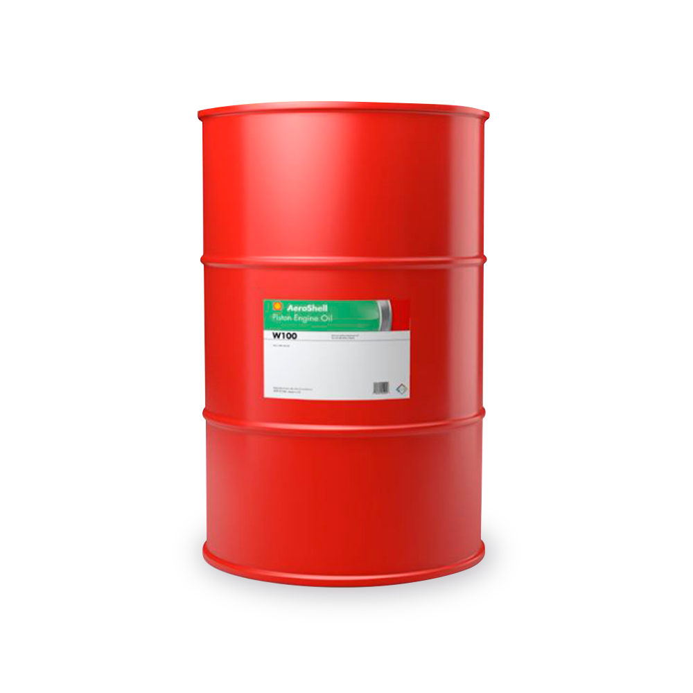 AeroShell W100 ashless dispersant aviation piston engine oil quart, 5 liter and 55 gallon drum