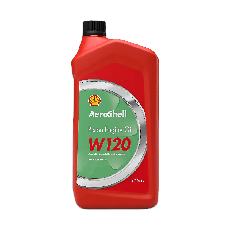 AeroShell W120 ashless dispersant aviation piston engine oil quart, 5 liter, and 55 gallon drum