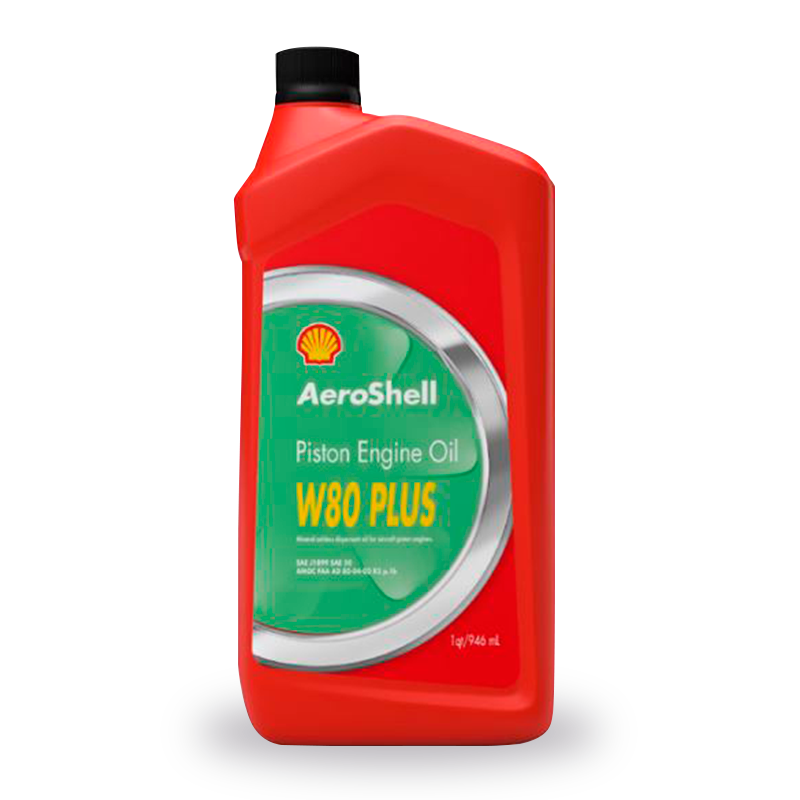 AeroShell W80 Plus single grade aviation piston engine oil quart and drum