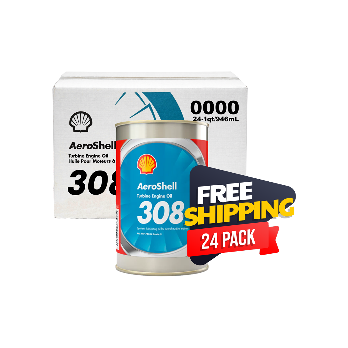 AeroShell 308 Turbine Oil - MIL-PRF-7808 GRADE 3/NATO O-148 - Quart