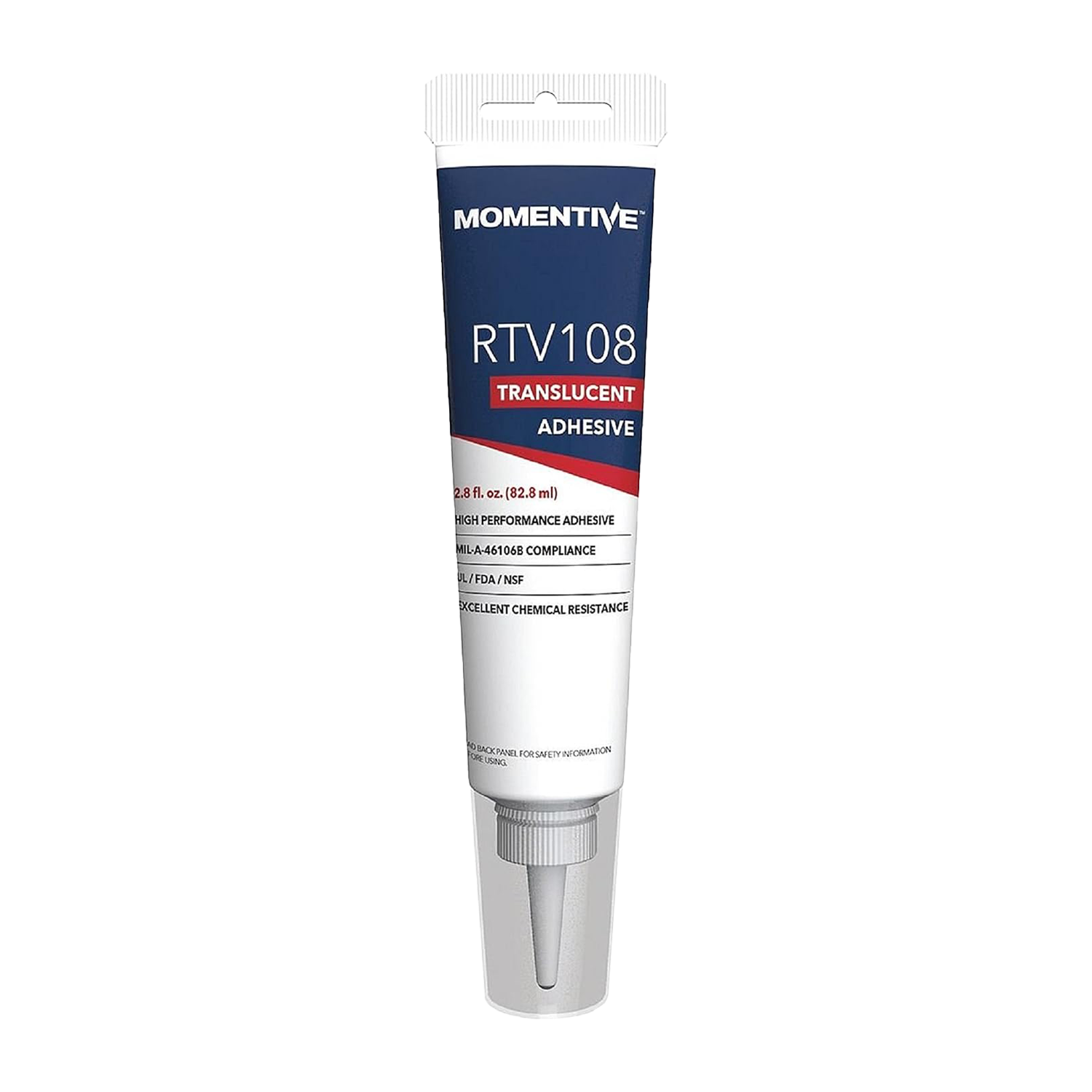 Momentive RTV108 clear silicone sealant 2.8 oz tube conforming to MIL-A-46106 Type I